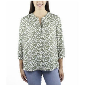 Jachs 3/4 sleeve girlfriend blouse in printed green Size XL